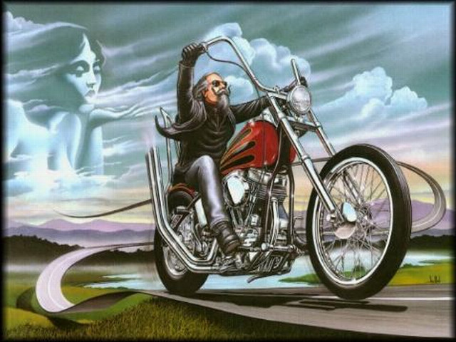Man motorcycle road demon woman free wallpaper - medium preview image