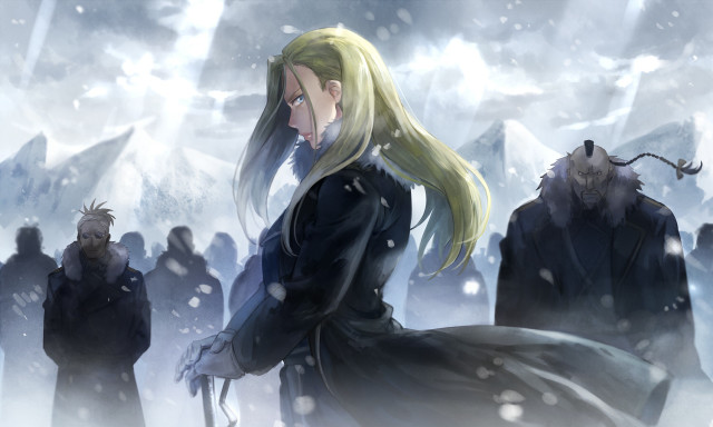 Woman black dress snow group free wallpaper - medium preview image