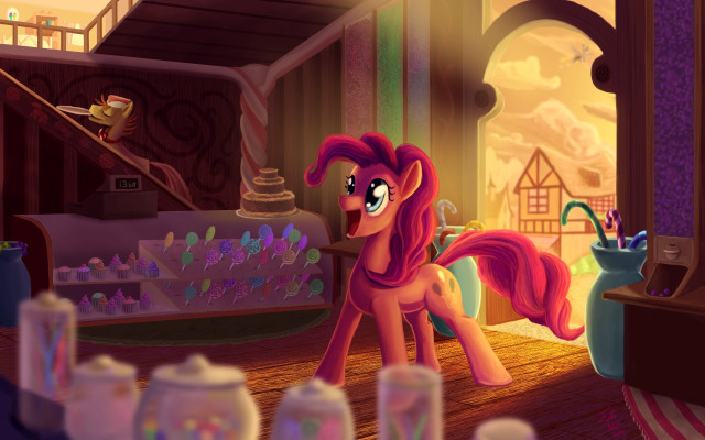 Pink pony room bottles bird free wallpaper - medium preview image