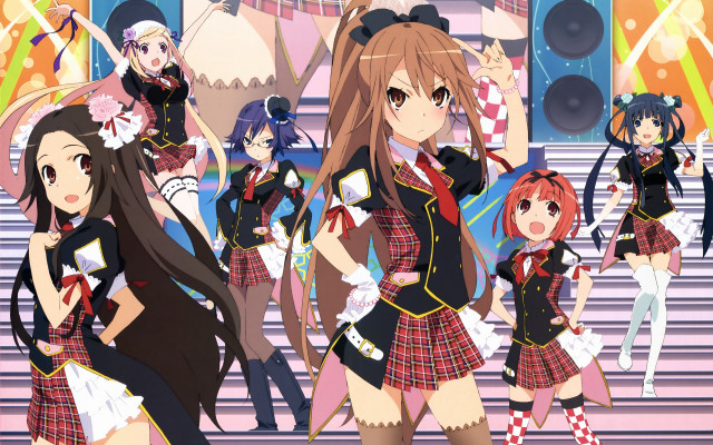 Anime girls stage crowd group free wallpaper - medium preview image