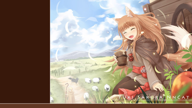 Girl coffee walking path field free wallpaper - medium preview image
