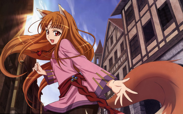 Wolf girl pink shirt city free wallpaper - medium preview image