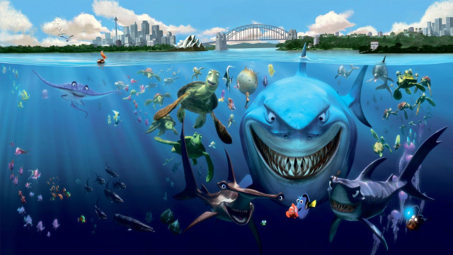 Shark ocean animals city background free wallpaper - medium preview image