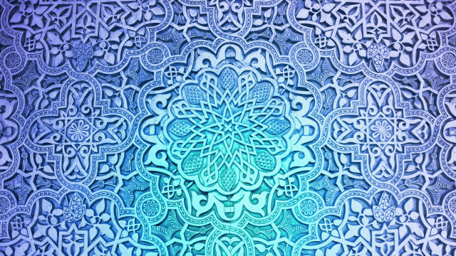 Blue green floral leaf pattern free wallpaper - medium preview image