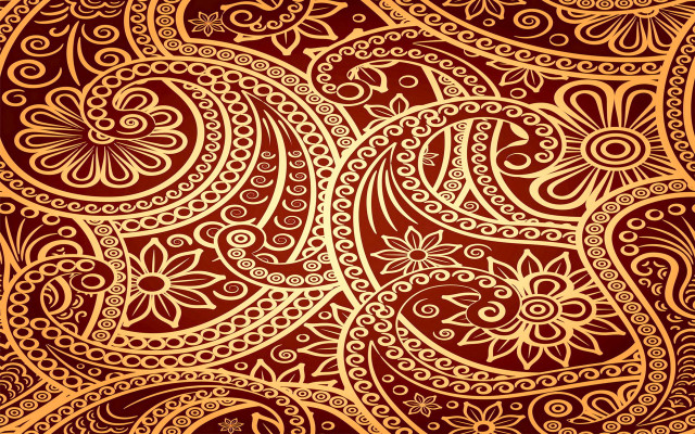 Brown yellow paisley pattern red free wallpaper - medium preview image