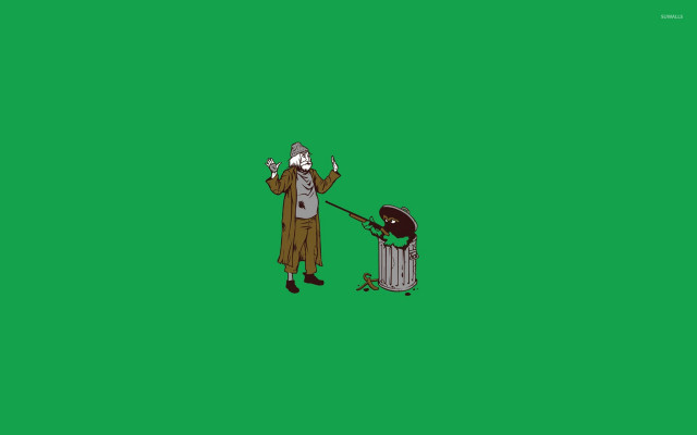 Man costume throwing garbage can free wallpaper - medium preview image