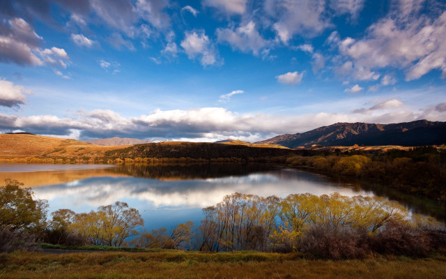 Lake mountains cloudy sky trees #4 free wallpaper - medium preview image