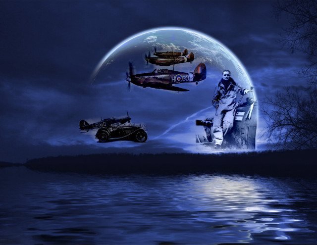 Man boat water car helicopter free wallpaper - medium preview image