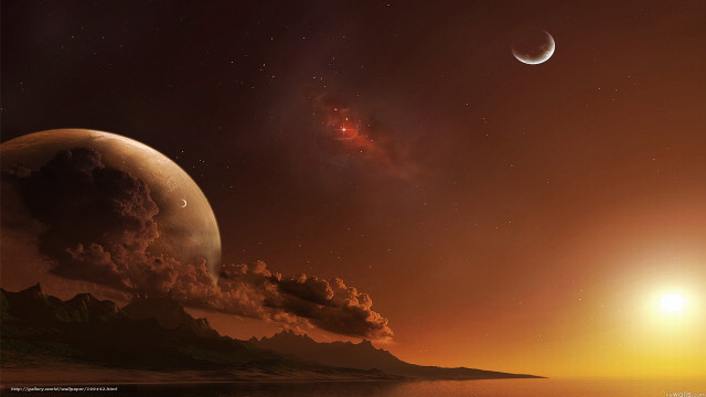Distant planet star space art #3 free wallpaper - medium preview image