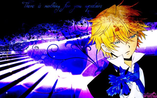 Anime character blue bowtie black #2 free wallpaper for desktop - medium preview image