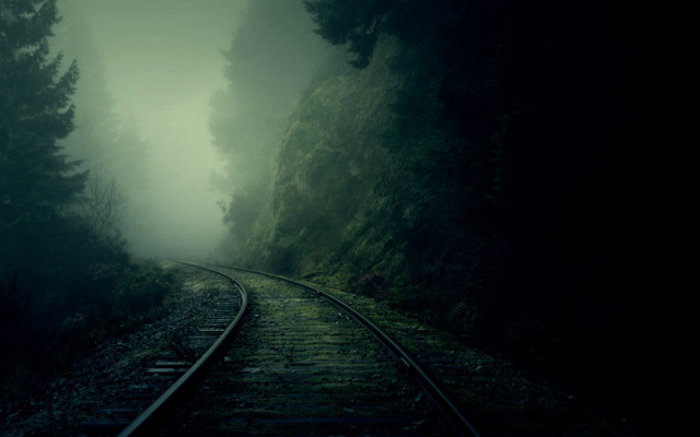Train track forest fog trees #2 free wallpaper - medium preview image