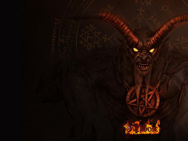 Demon horns pentagram hand face free wallpaper - medium preview image