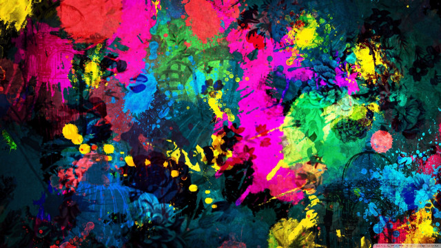 Colorful paint splatter black background #5 free wallpaper - medium preview image