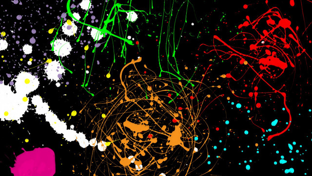 Black background colorful paint splatters #2 free wallpaper - medium preview image