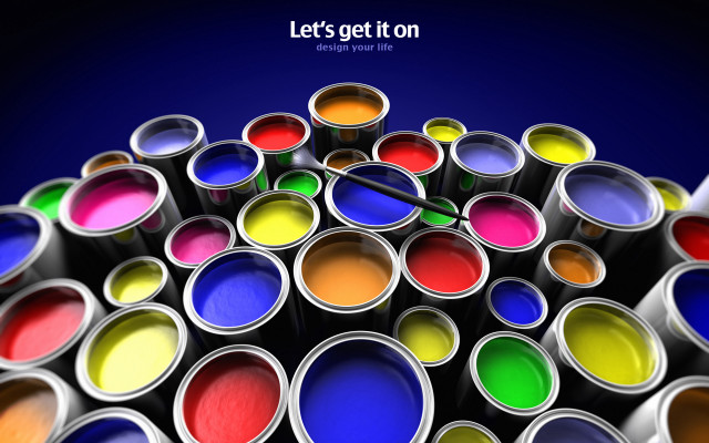 Paint cans stacked lets get free wallpaper - medium preview image