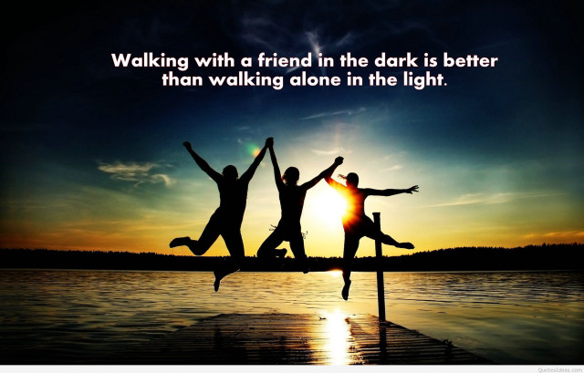 Three people jumping sunset quote free wallpaper - medium preview image