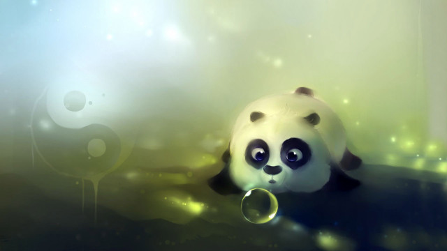 Panda bear ring bubbles background free wallpaper - medium preview image