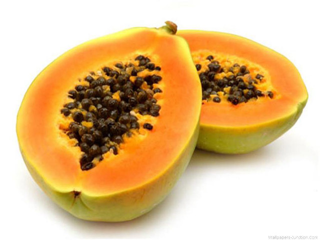Papaya halves white background seeds free wallpaper - medium preview image