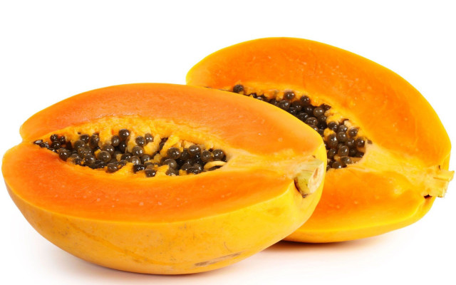 Cut in half papaya fruit free wallpaper - medium preview image