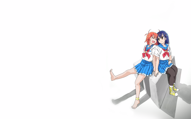 Anime characters sitting on rock free wallpaper - medium preview image