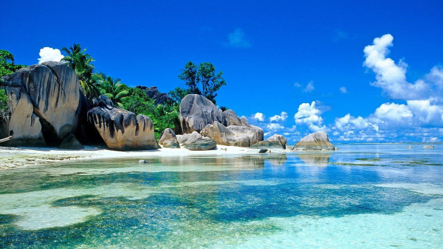 Beach rocks clear water blue #3 free wallpaper - medium preview image