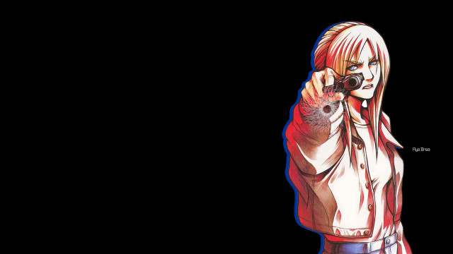 Woman gun black background red free wallpaper for desktop - medium preview image