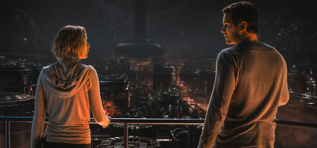 Man woman balcony city night free wallpaper - medium preview image