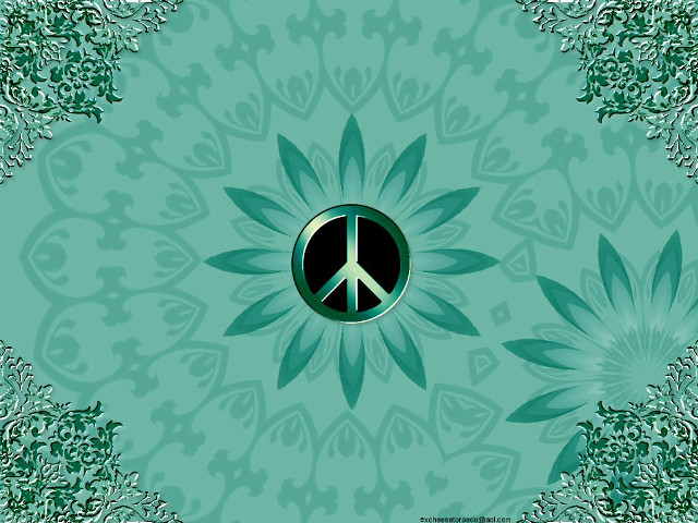 Peace sign green background flowers free wallpaper - medium preview image