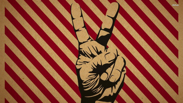 Peace sign red white striped #2 free wallpaper - medium preview image