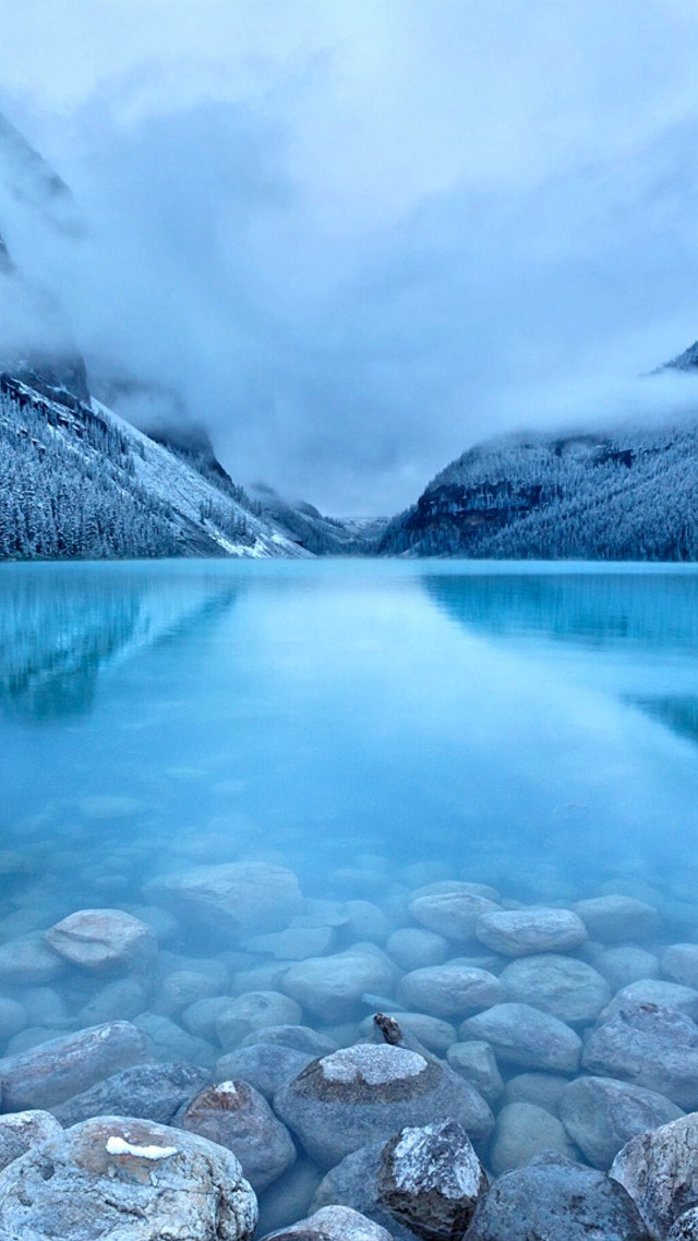 Lake mountains rocks cloudy sky #3 free wallpaper - medium preview image