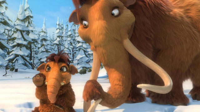 Mammoth dog snow trees background free wallpaper - medium preview image