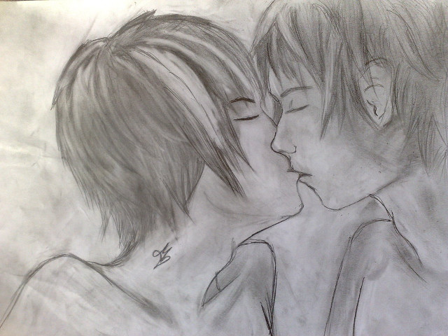 Kissing people eyes closed noses free wallpaper - medium preview image