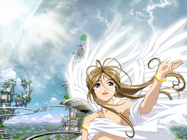 Girl angel wings city castle #2 free wallpaper for desktop - medium preview image