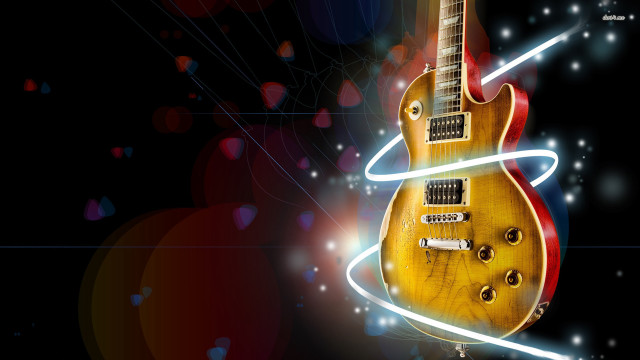 Yellow guitar red neck black free wallpaper - medium preview image