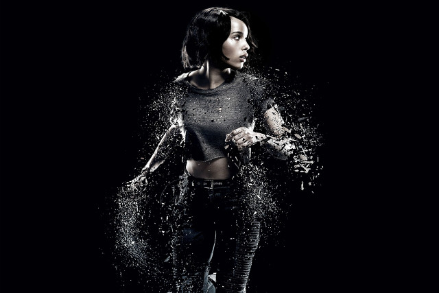 Woman black top splashing water free wallpaper - medium preview image