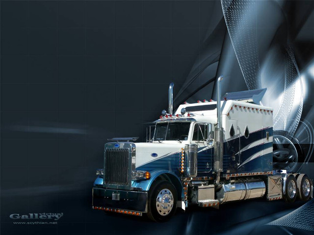 Semi truck blue white black free wallpaper - medium preview image