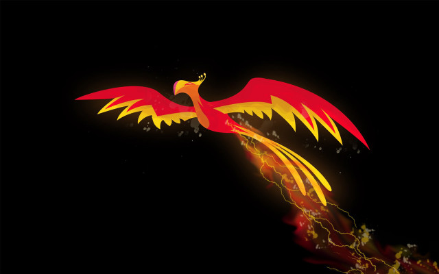 Fiery phoenix bird with embers free wallpaper - medium preview image