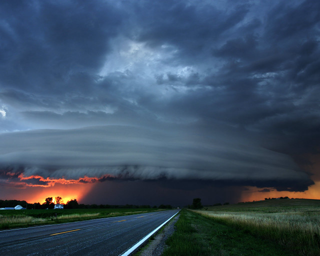 Storm clouds sunset rural road free wallpaper - medium preview image