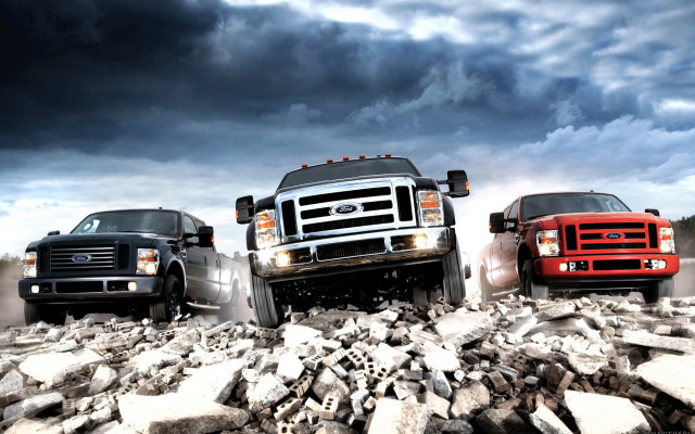 Rocky road trucks cloudy sky free wallpaper - medium preview image