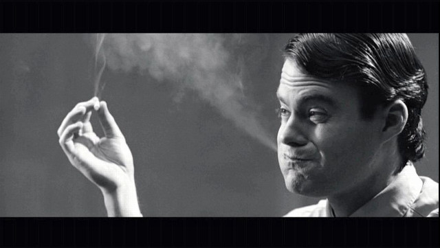 Man smoking cigarette black white #3 free wallpaper - medium preview image