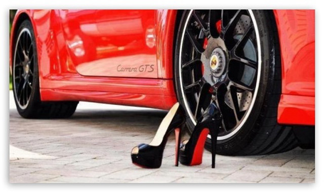 Red car black heels next free wallpaper - medium preview image