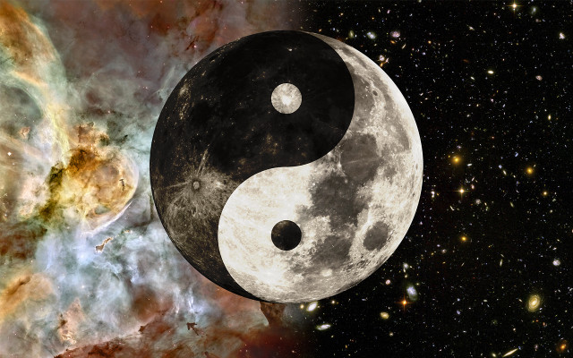 Yin yang symbol stars space free wallpaper - medium preview image