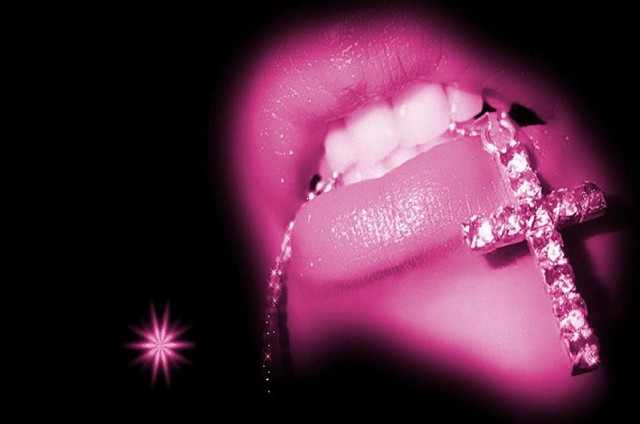 Cross lip pink glow starburst free wallpaper - medium preview image