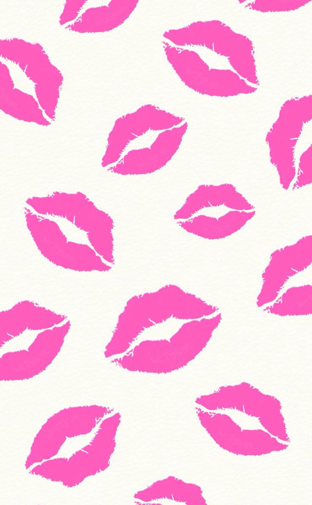 Pink lipstick print white background free wallpaper - medium preview image