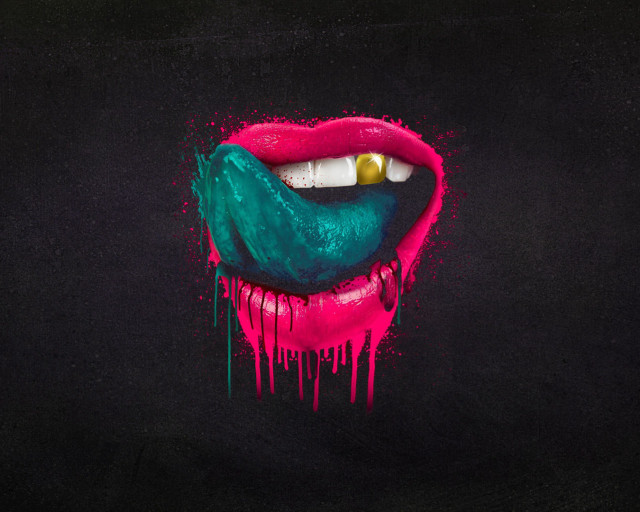 Lipstick cigarette dripping paint mouth #2 free wallpaper - medium preview image