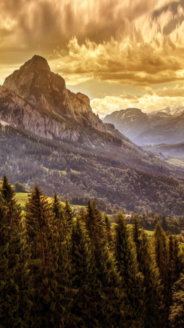 Mountain range forest cloudy sky #3 free wallpaper - medium preview image