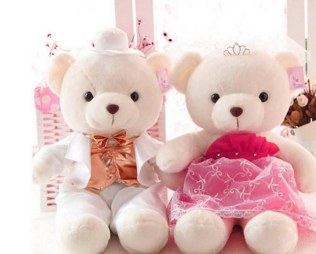 Teddy bears pink white table free wallpaper - medium preview image