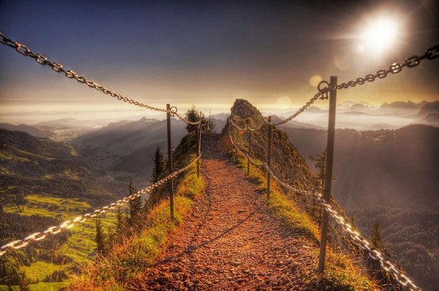 Path mountain chain light shining free wallpaper - medium preview image
