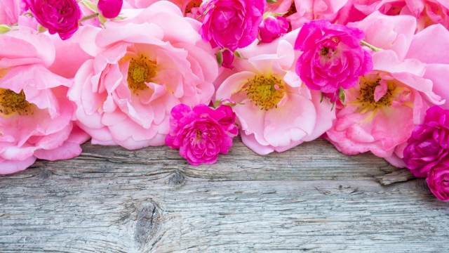 Pink flowers roses bouquet wooden free wallpaper - medium preview image