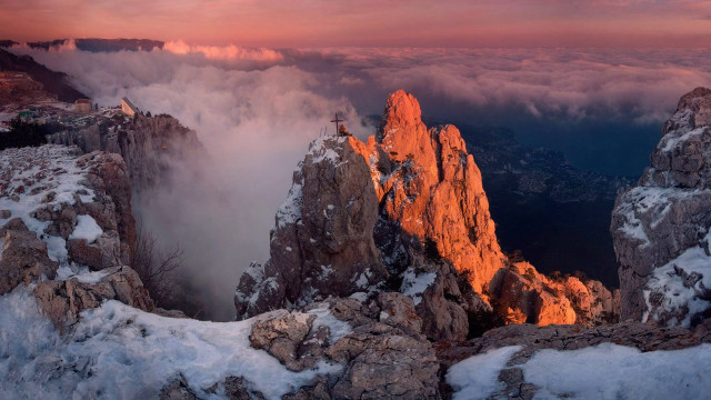 Mountain range snow covered rocks free wallpaper - medium preview image